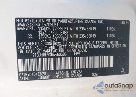 2024 Toyota Rav4 Adventure from USA, damaged, VIN 2T3J1RFVXRW469596